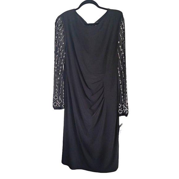 [MARINA] Black Long Sleeve Dress with Sequin Detail Size 18 - Picture 1 of 10